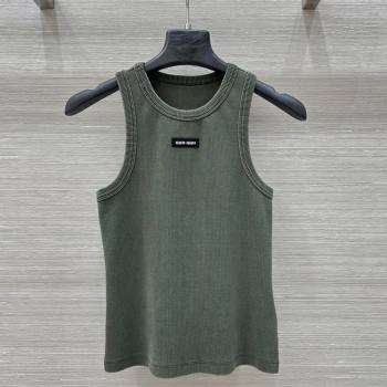 Miu Miu Cotton Knit Vest Green 2026 MM032318 (QI-260323049)
