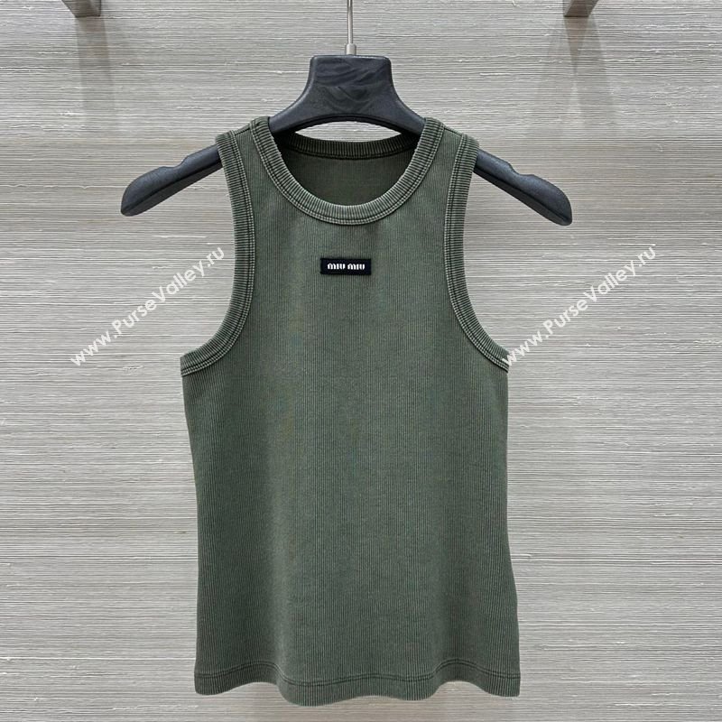 Miu Miu Cotton Knit Vest Green 2026 MM032318 (QI-260323049)