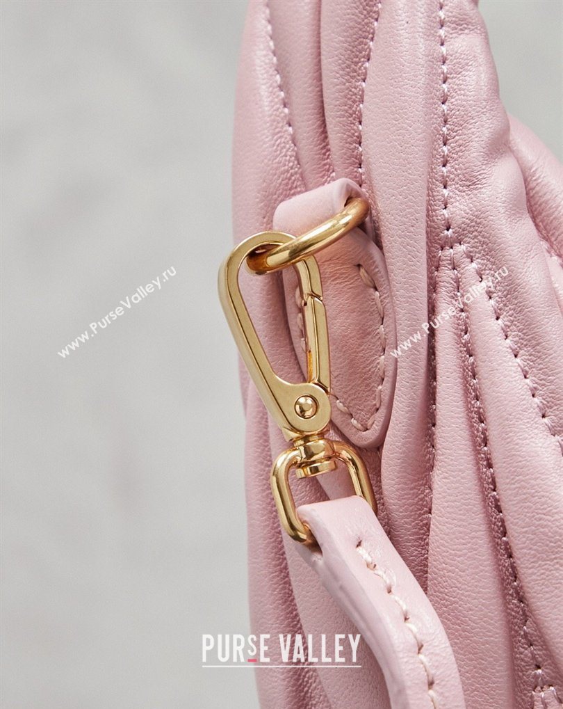 Miu Miu Wander Matelasse Nappa Leather Hobo Mini bag 5BC125 Snow Pink 2026 0407 (MHUI-260407034)
