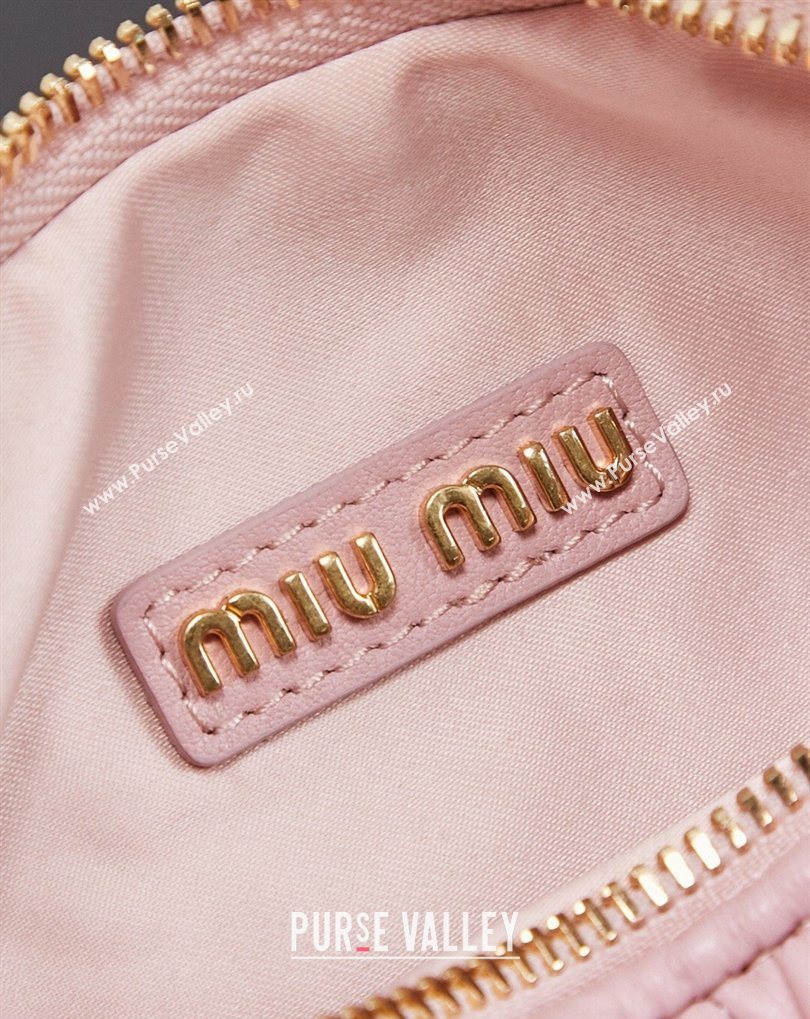 Miu Miu Wander Matelasse Nappa Leather Hobo Mini bag 5BC125 Snow Pink 2026 0407 (MHUI-260407034)
