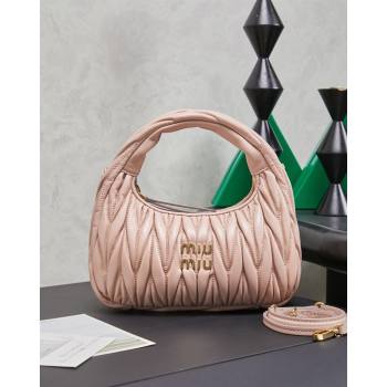 Miu Miu Wander Matelasse Nappa Leather Hobo Mini bag 5BC125 Nude Pink 2026 0407 (MHUI-260407035)