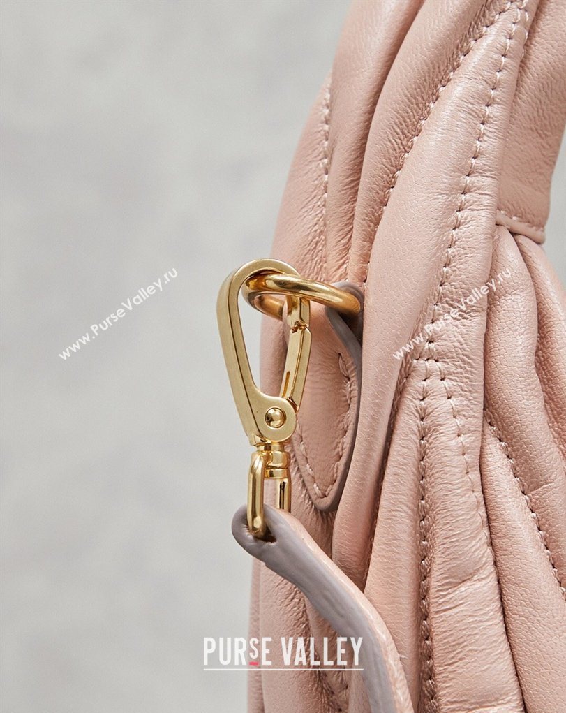 Miu Miu Wander Matelasse Nappa Leather Hobo Mini bag 5BC125 Nude Pink 2026 0407 (MHUI-260407035)