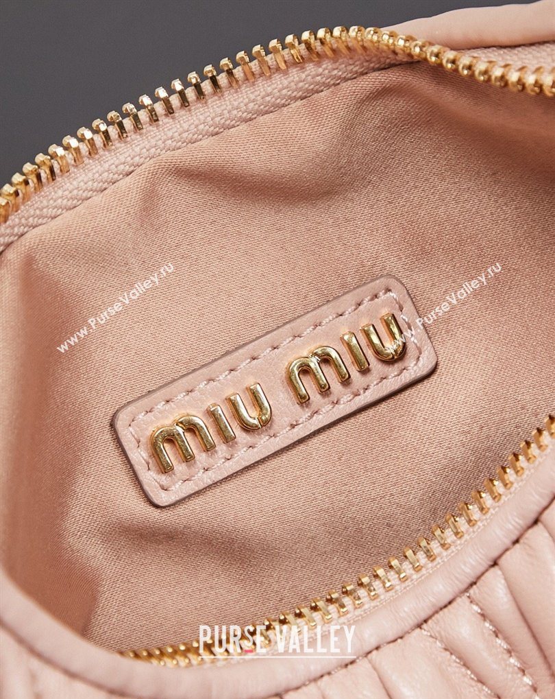 Miu Miu Wander Matelasse Nappa Leather Hobo Mini bag 5BC125 Nude Pink 2026 0407 (MHUI-260407035)