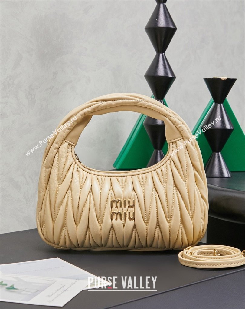 Miu Miu Wander Matelasse Nappa Leather Hobo Mini bag 5BC125 Calendula Yellow 2026 0407 (MHUI-260407036)