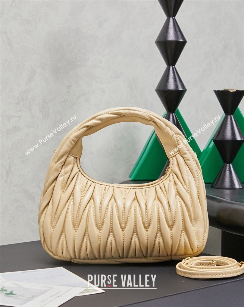 Miu Miu Wander Matelasse Nappa Leather Hobo Mini bag 5BC125 Calendula Yellow 2026 0407 (MHUI-260407036)
