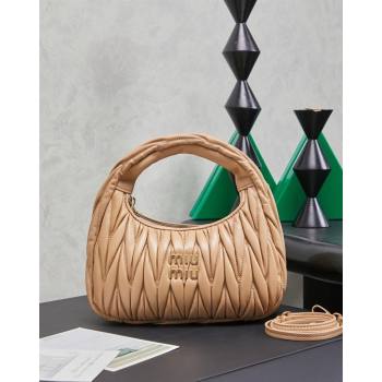 Miu Miu Wander Matelasse Nappa Leather Hobo Mini bag 5BC125 Sand Yellow 2026 0407 (MHUI-260407037)