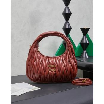 Miu Miu Wander Matelasse Nappa Leather Hobo Mini bag 5BC125 Rouge Red 2026 0407 (MHUI-260407040)