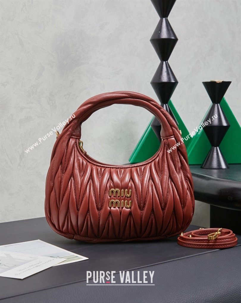 Miu Miu Wander Matelasse Nappa Leather Hobo Mini bag 5BC125 Rouge Red 2026 0407 (MHUI-260407040)