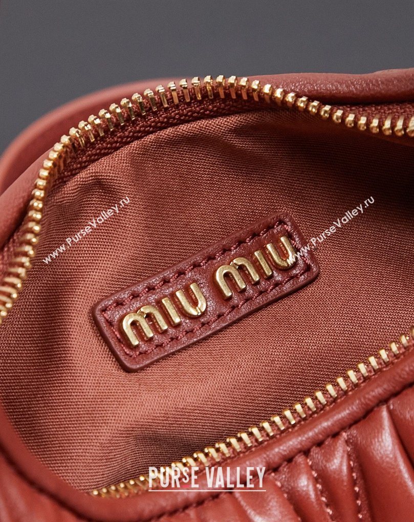 Miu Miu Wander Matelasse Nappa Leather Hobo Mini bag 5BC125 Rouge Red 2026 0407 (MHUI-260407040)