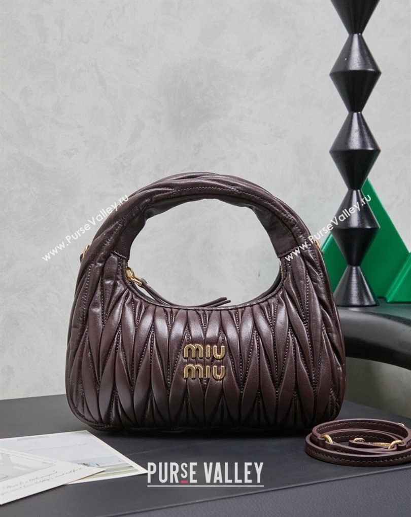 Miu Miu Wander Matelasse Nappa Leather Hobo Mini bag 5BC125 Briar 2026 0407 (MHUI-260407041)