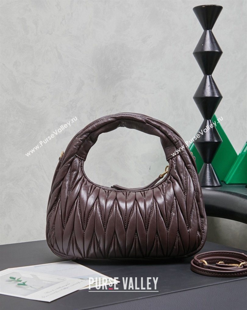 Miu Miu Wander Matelasse Nappa Leather Hobo Mini bag 5BC125 Briar 2026 0407 (MHUI-260407041)