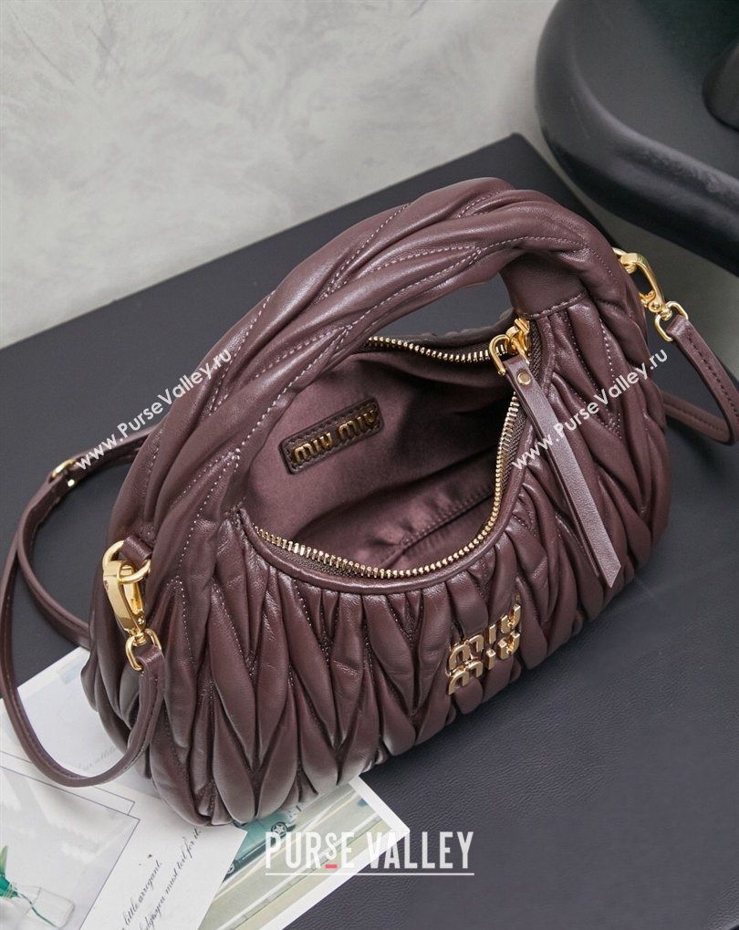 Miu Miu Wander Matelasse Nappa Leather Hobo Mini bag 5BC125 Briar 2026 0407 (MHUI-260407041)