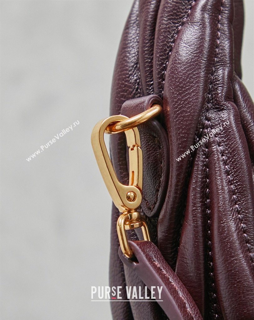 Miu Miu Wander Matelasse Nappa Leather Hobo Mini bag 5BC125 Burgundy 2026 0407 (MHUI-260407042)