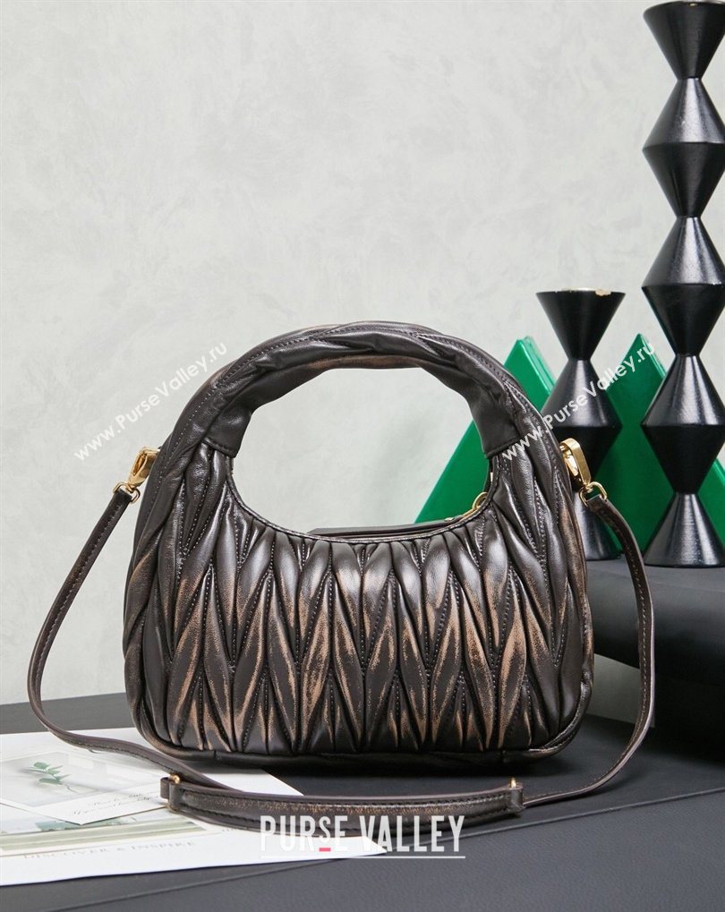 Miu Miu Wander Matelasse Nappa Leather Hobo Mini bag 5BC125 Vintage Brown 2026 0407 (MHUI-260407043)