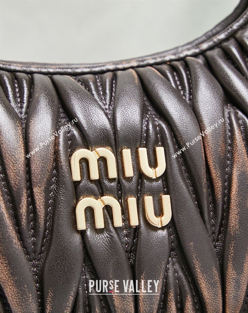 Miu Miu Wander Matelasse Nappa Leather Hobo Mini bag 5BC125 Vintage Brown 2026 0407 (MHUI-260407043)