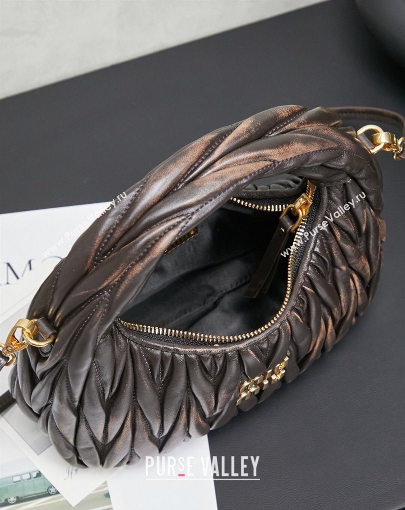 Miu Miu Wander Matelasse Nappa Leather Hobo Mini bag 5BC125 Vintage Brown 2026 0407 (MHUI-260407043)