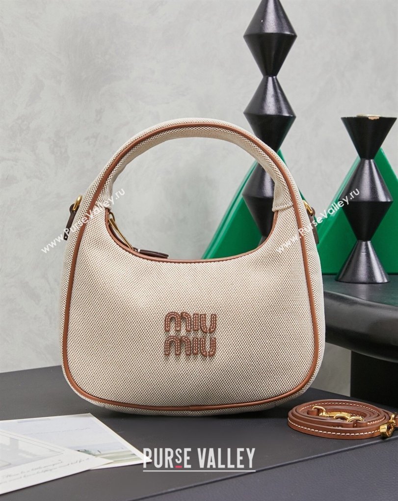 Miu Miu Wander Fabric Hobo Mini bag 5BC125 Apricot 2026 0407 (MHUI-260407044)
