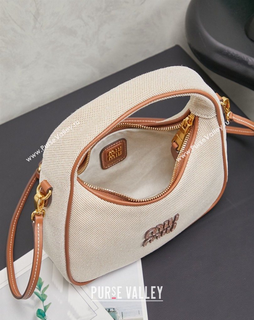 Miu Miu Wander Fabric Hobo Mini bag 5BC125 Apricot 2026 0407 (MHUI-260407044)