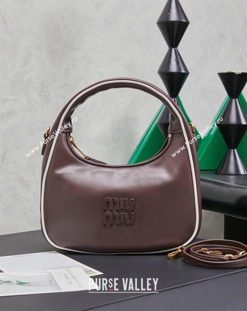 Miu Miu Wander Calf Leather Hobo Mini bag 5BC125 Briar 2026 0407 (MHUI-260407045)