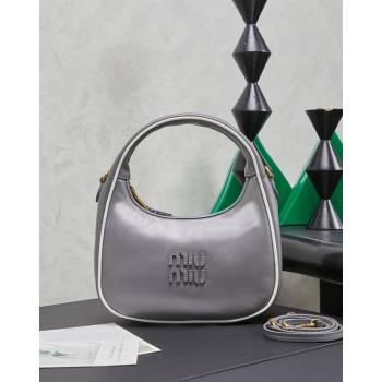 Miu Miu Wander Calf Leather Hobo Mini bag 5BC125 Grey 2026 0407 (MHUI-260407046)