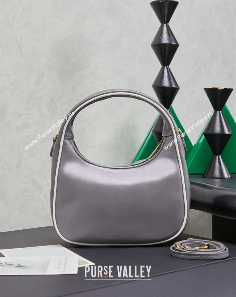 Miu Miu Wander Calf Leather Hobo Mini bag 5BC125 Grey 2026 0407 (MHUI-260407046)