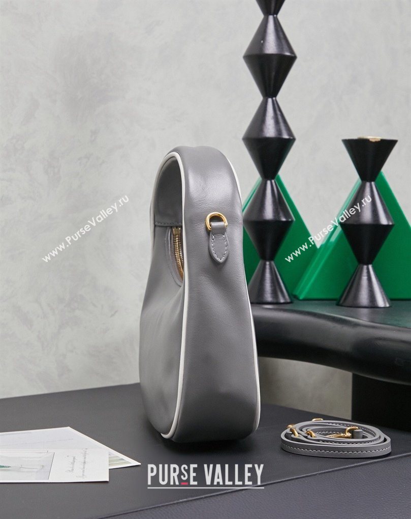 Miu Miu Wander Calf Leather Hobo Mini bag 5BC125 Grey 2026 0407 (MHUI-260407046)