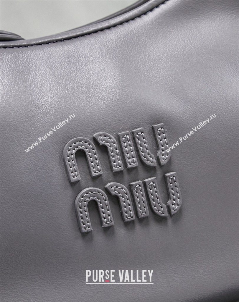 Miu Miu Wander Calf Leather Hobo Mini bag 5BC125 Grey 2026 0407 (MHUI-260407046)