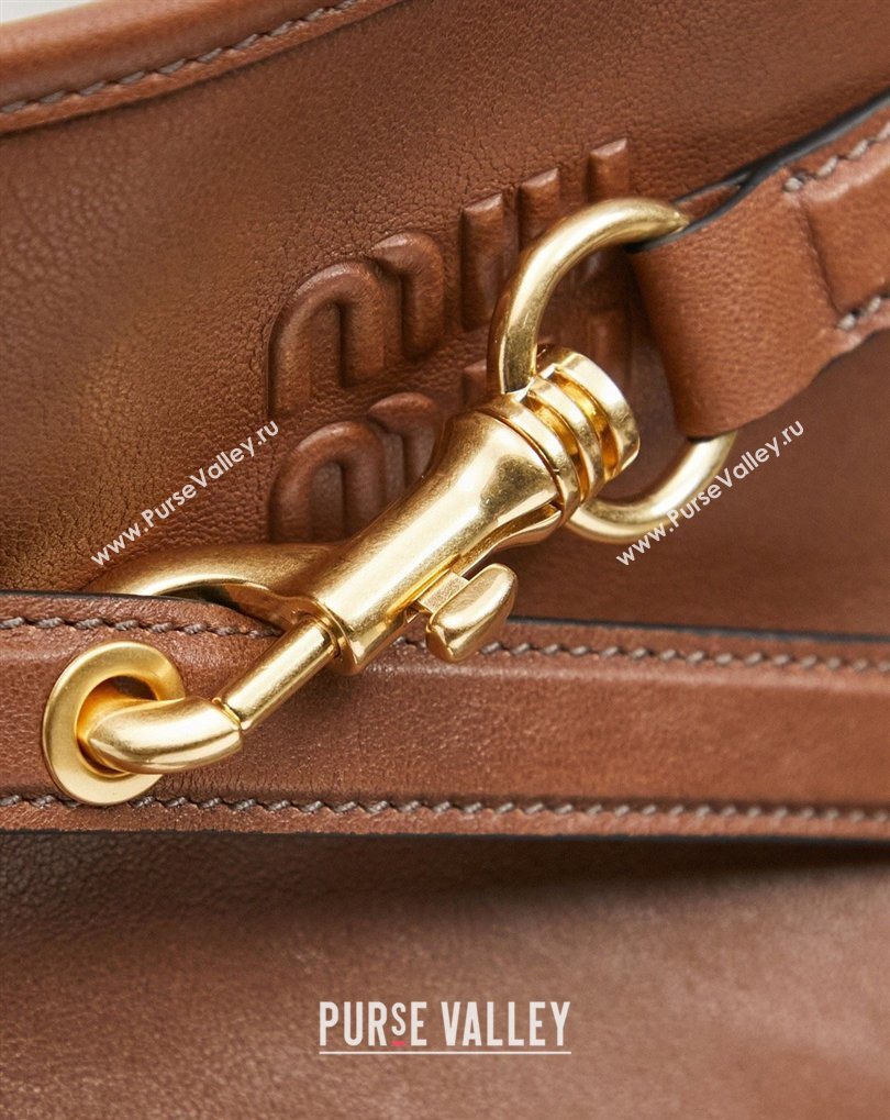 Miu Miu Aventure Nappa Leather Bucket Bag Brown 2026 5BE101 (MHUI-260407049)