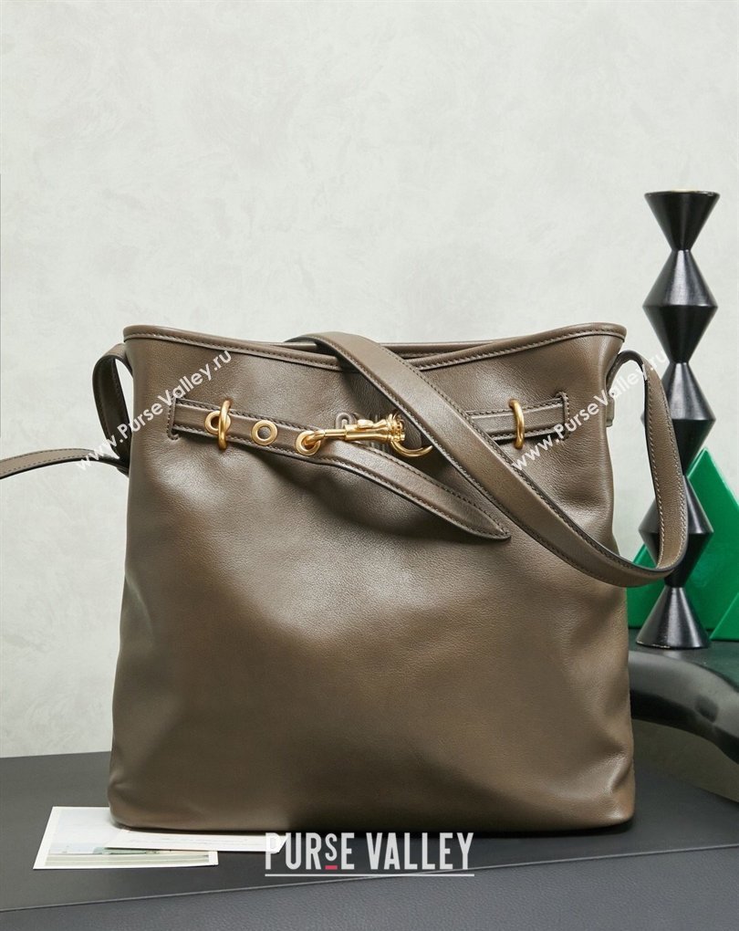 Miu Miu Aventure Nappa Leather Bucket Bag Tundra 2026 5BE101 (MHUI-260407051)