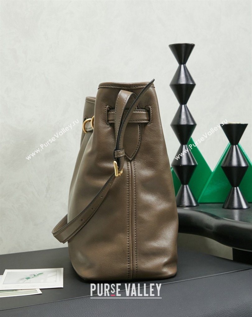 Miu Miu Aventure Nappa Leather Bucket Bag Tundra 2026 5BE101 (MHUI-260407051)