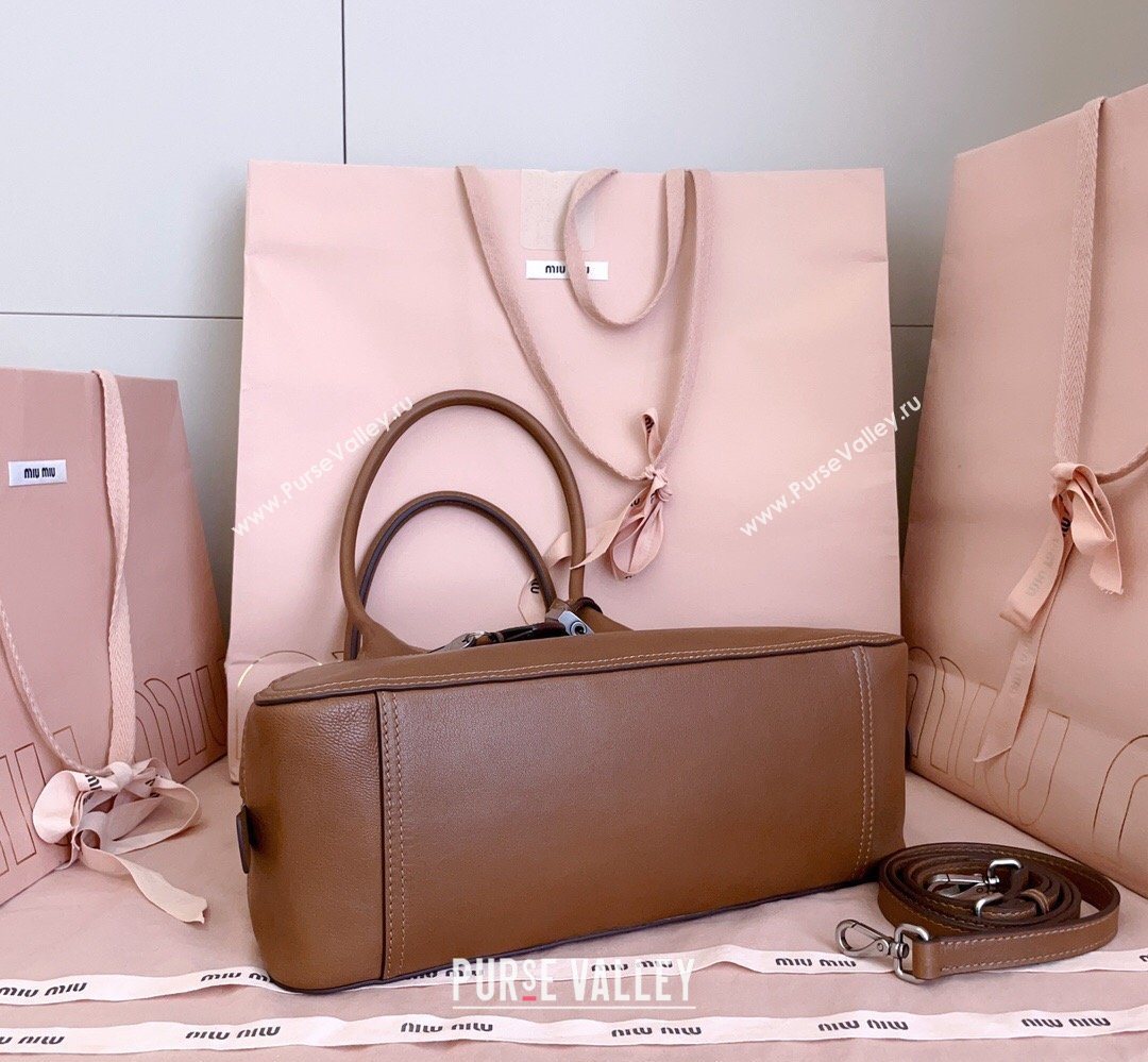 Miu Miu Vivant Nappa Leather Bowling Bag Brown 2026 5BB199 (JD-260407052)