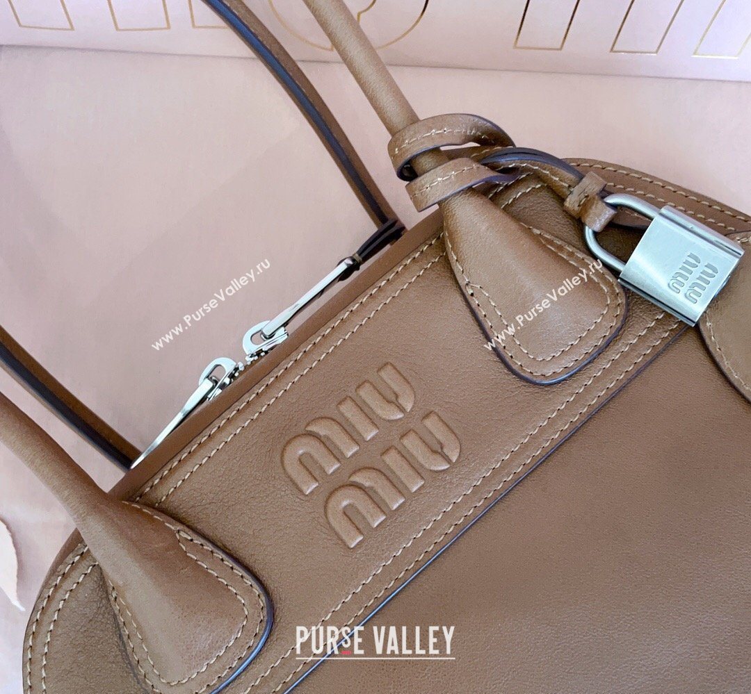 Miu Miu Vivant Nappa Leather Bowling Bag Brown 2026 5BB199 (JD-260407052)