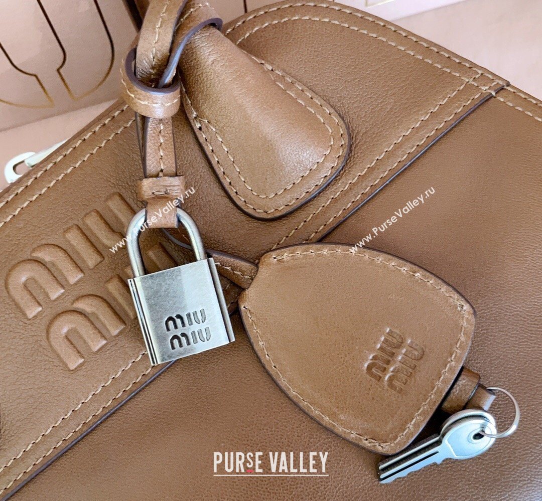 Miu Miu Vivant Nappa Leather Bowling Bag Brown 2026 5BB199 (JD-260407052)