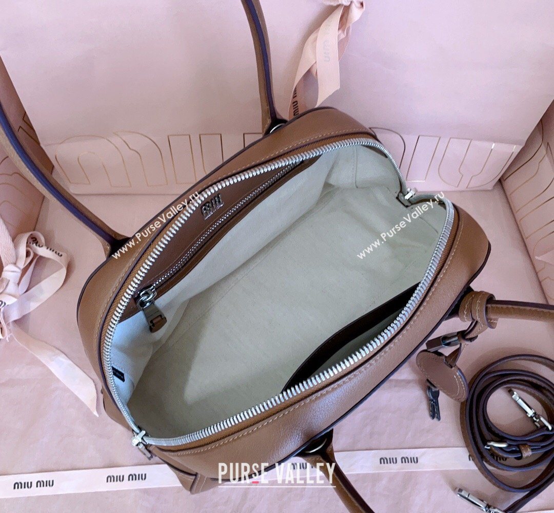 Miu Miu Vivant Nappa Leather Bowling Bag Brown 2026 5BB199 (JD-260407052)