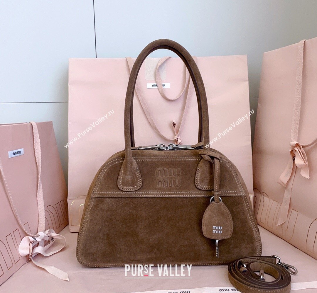 Miu Miu Vivant Suede Bowling Bag Brown 2026 5BB199 (JD-260407053)