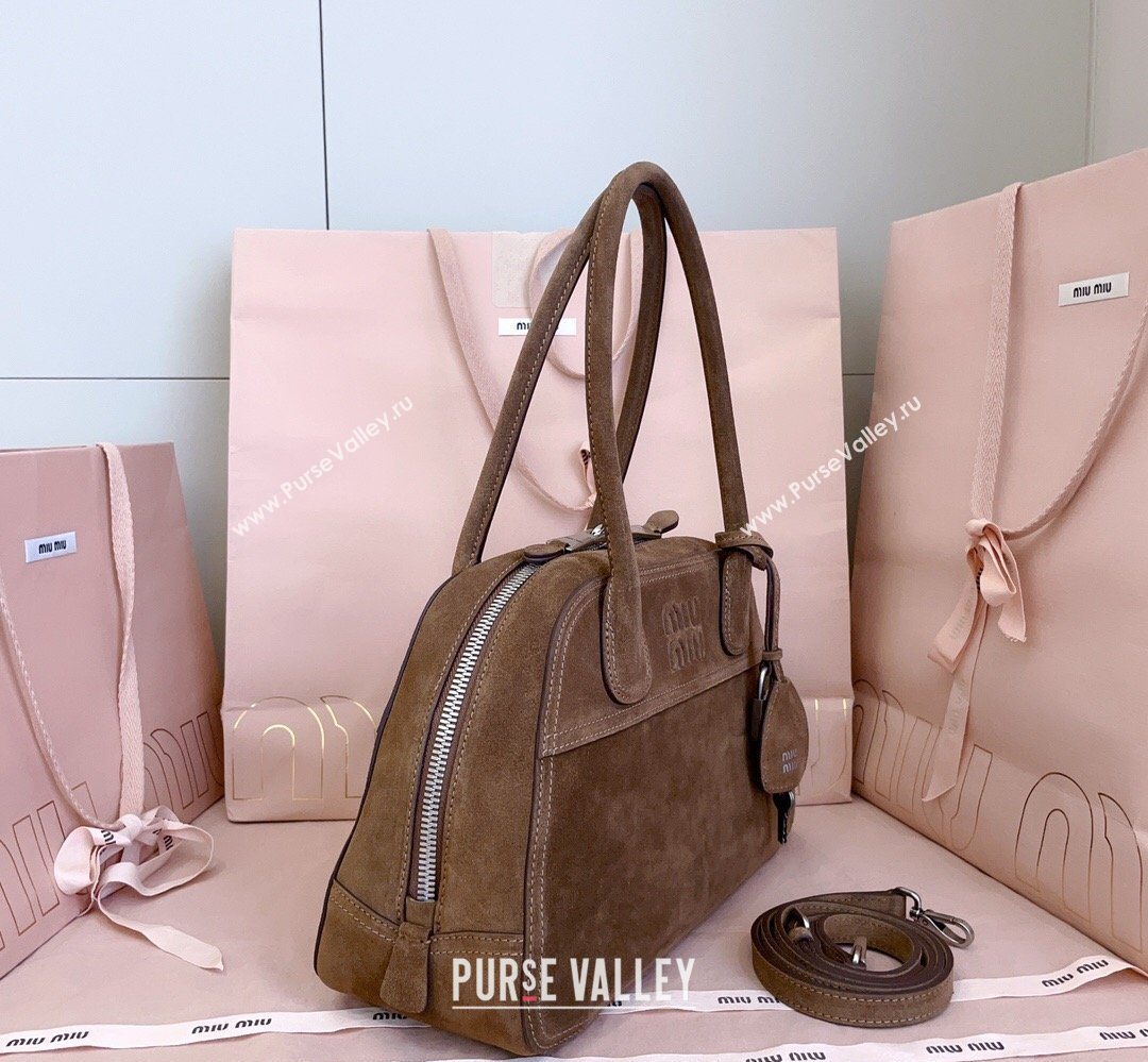 Miu Miu Vivant Suede Bowling Bag Brown 2026 5BB199 (JD-260407053)