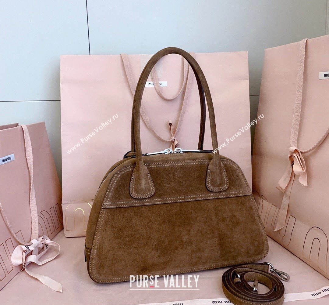 Miu Miu Vivant Suede Bowling Bag Brown 2026 5BB199 (JD-260407053)