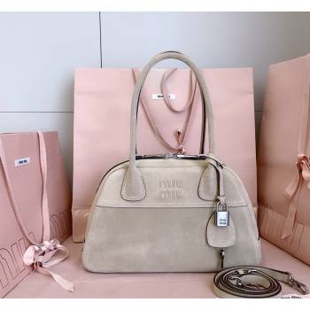 Miu Miu Vivant Suede Bowling Bag Grey 2026 5BB199 (JD-260407054)