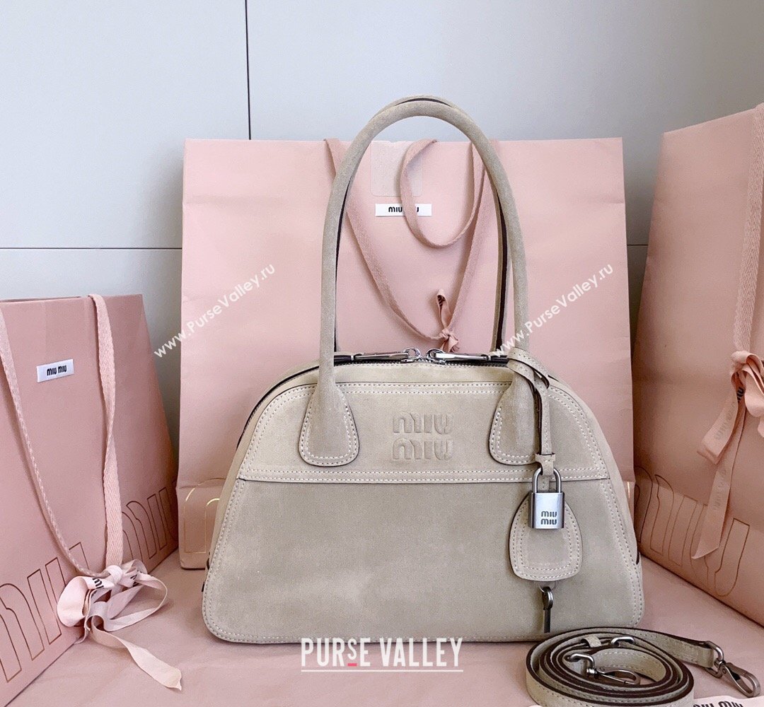 Miu Miu Vivant Suede Bowling Bag Grey 2026 5BB199 (JD-260407054)