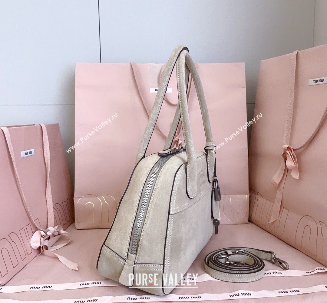 Miu Miu Vivant Suede Bowling Bag Grey 2026 5BB199 (JD-260407054)