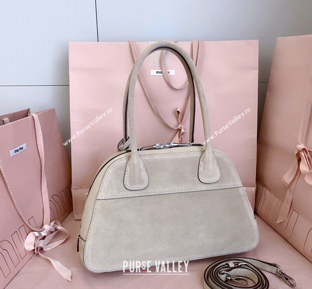 Miu Miu Vivant Suede Bowling Bag Grey 2026 5BB199 (JD-260407054)