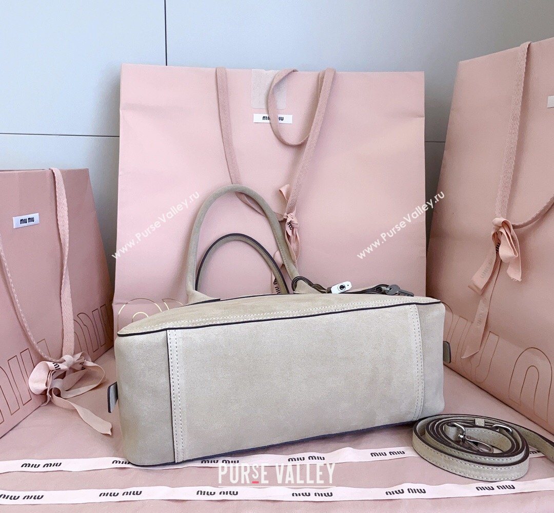 Miu Miu Vivant Suede Bowling Bag Grey 2026 5BB199 (JD-260407054)