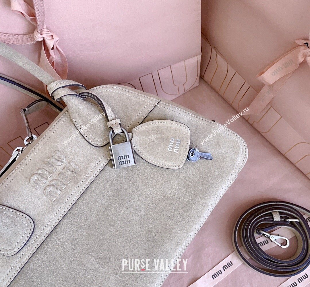 Miu Miu Vivant Suede Bowling Bag Grey 2026 5BB199 (JD-260407054)