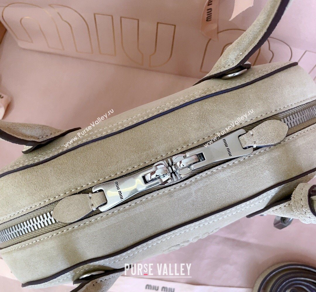 Miu Miu Vivant Suede Bowling Bag Grey 2026 5BB199 (JD-260407054)