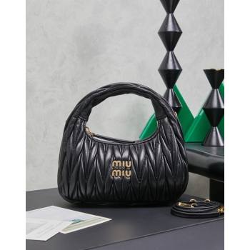 Miu Miu Wander Matelasse Nappa Leather Hobo Mini bag 5BC125 Black 2026 0407 (MHUI-260407028)