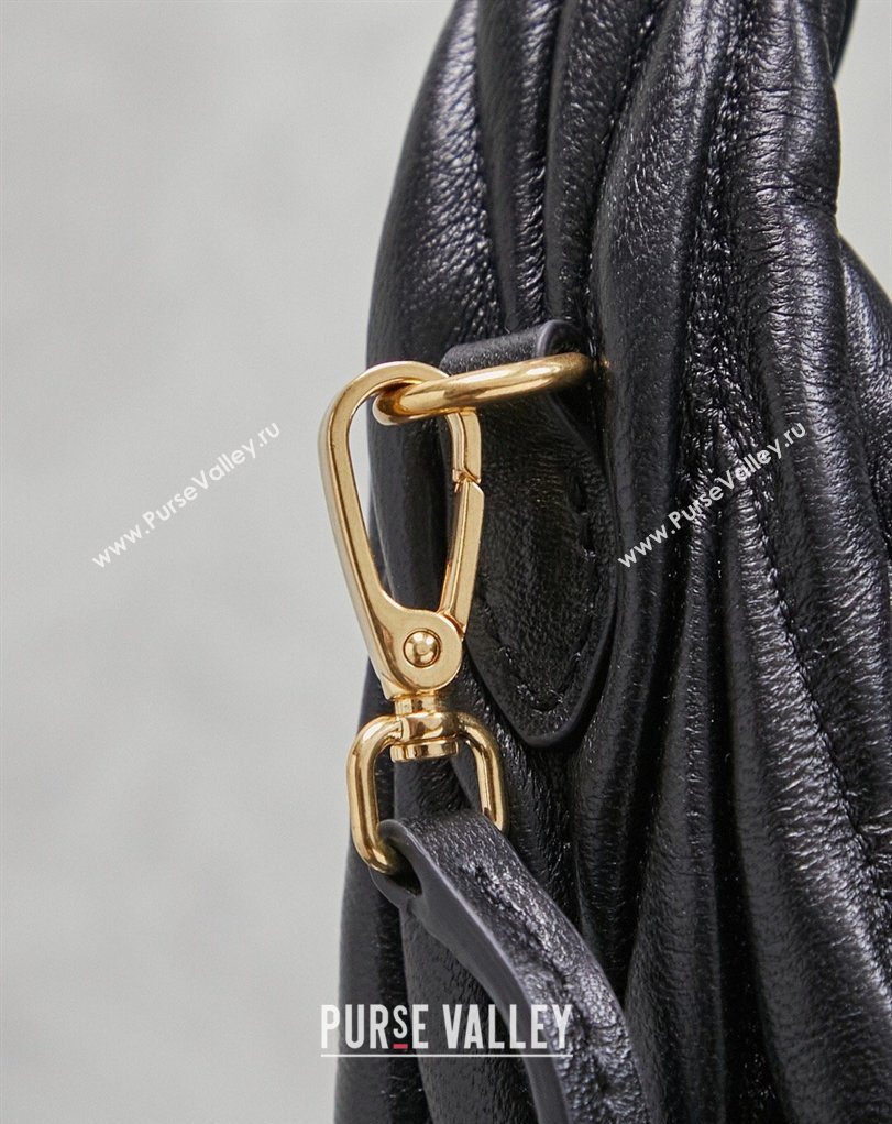 Miu Miu Wander Matelasse Nappa Leather Hobo Mini bag 5BC125 Black 2026 0407 (MHUI-260407028)