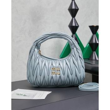 Miu Miu Wander Matelasse Nappa Leather Hobo Mini bag 5BC125 Powder Blue 2026 0407 (MHUI-260407032)