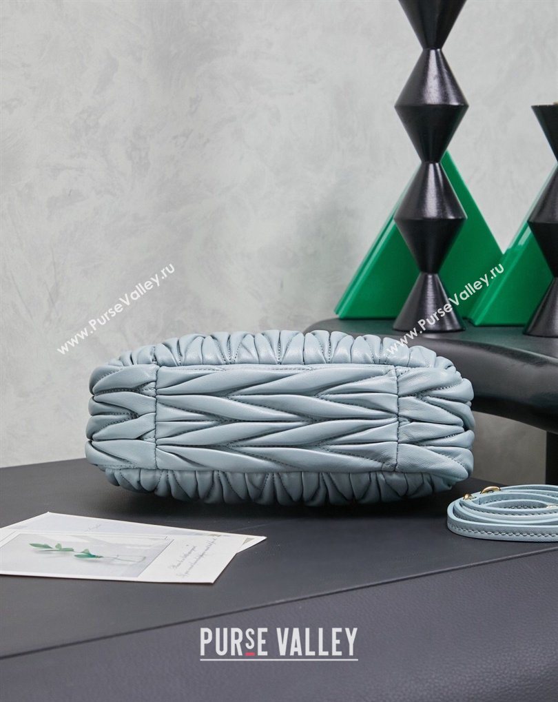 Miu Miu Wander Matelasse Nappa Leather Hobo Mini bag 5BC125 Powder Blue 2026 0407 (MHUI-260407032)