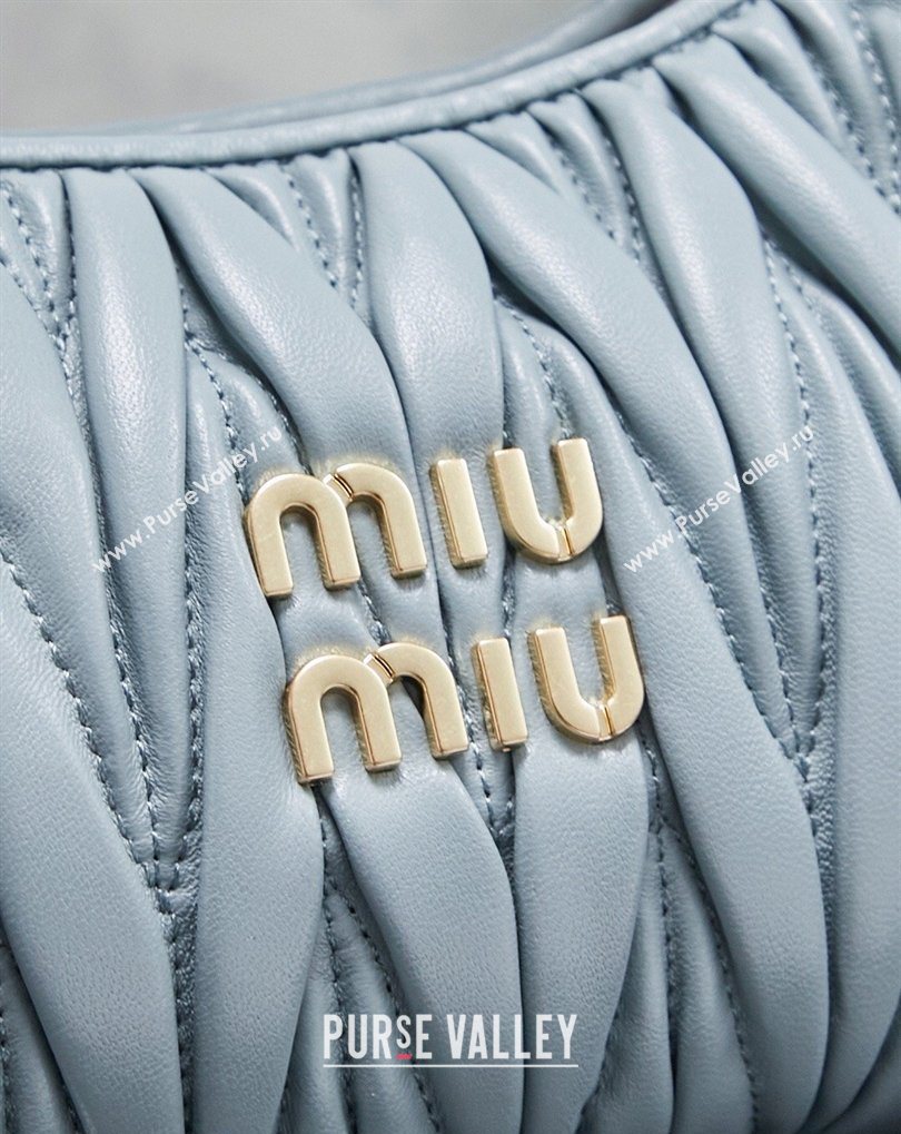 Miu Miu Wander Matelasse Nappa Leather Hobo Mini bag 5BC125 Powder Blue 2026 0407 (MHUI-260407032)