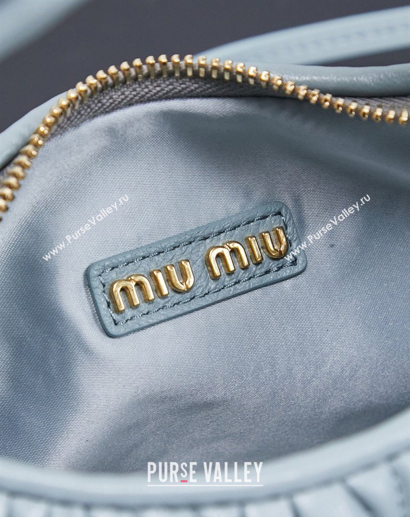 Miu Miu Wander Matelasse Nappa Leather Hobo Mini bag 5BC125 Powder Blue 2026 0407 (MHUI-260407032)